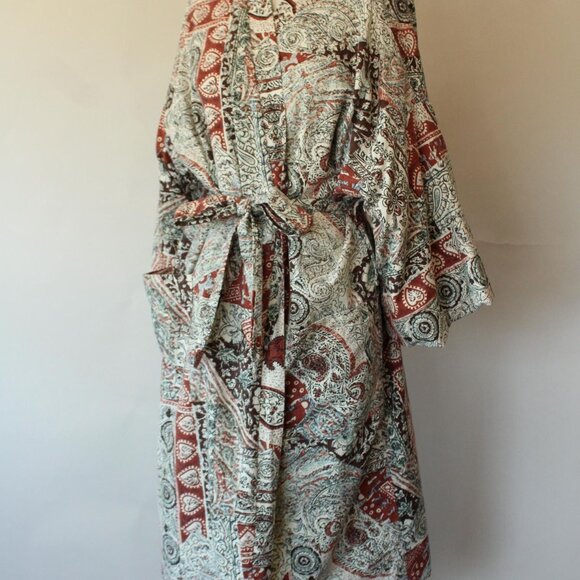 Vintage 1960s 1970s Robe with Pockets, Roytex Terrycloth Housecoat, Tiki Brown - Picture 6 of 10